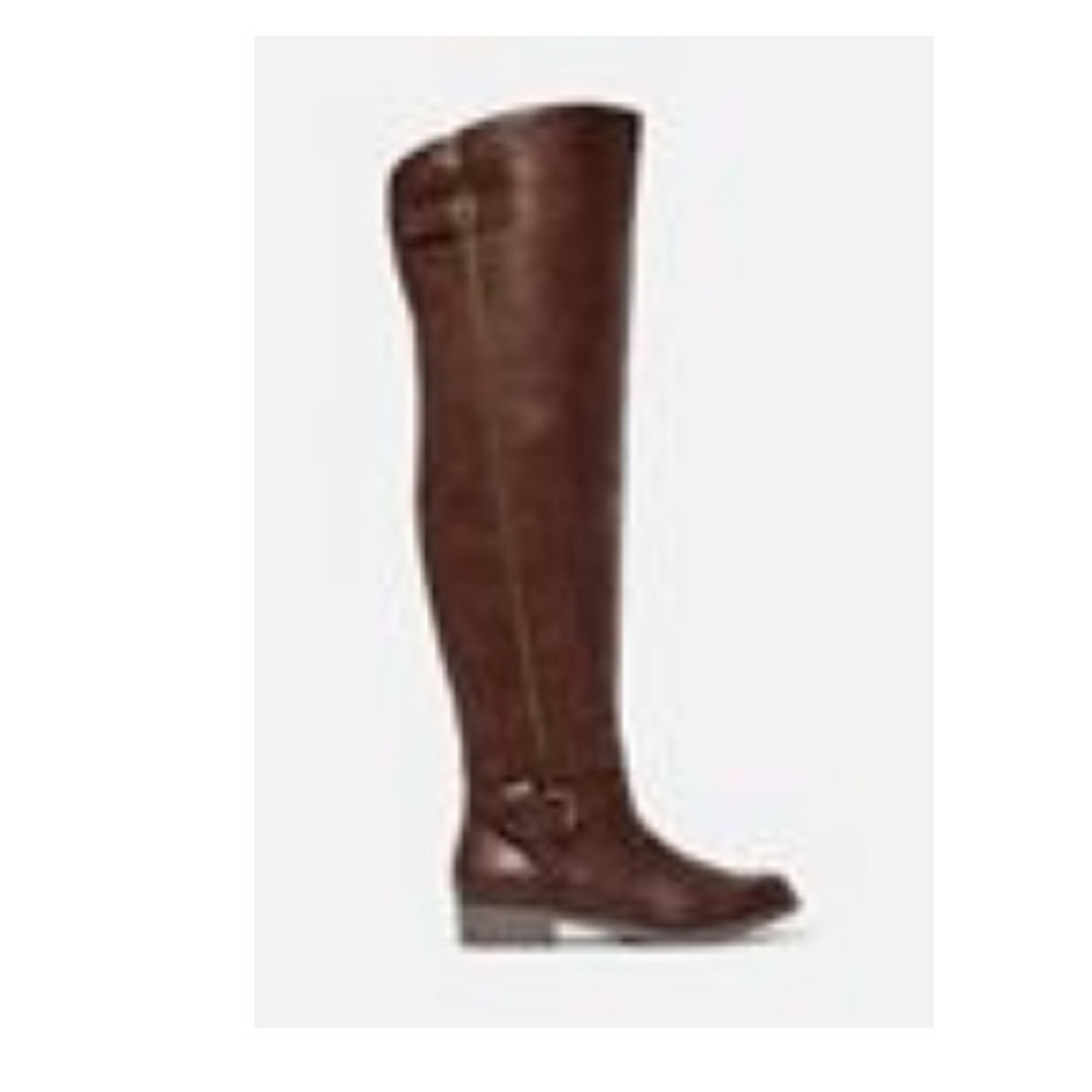 Brown over the knee flat boots